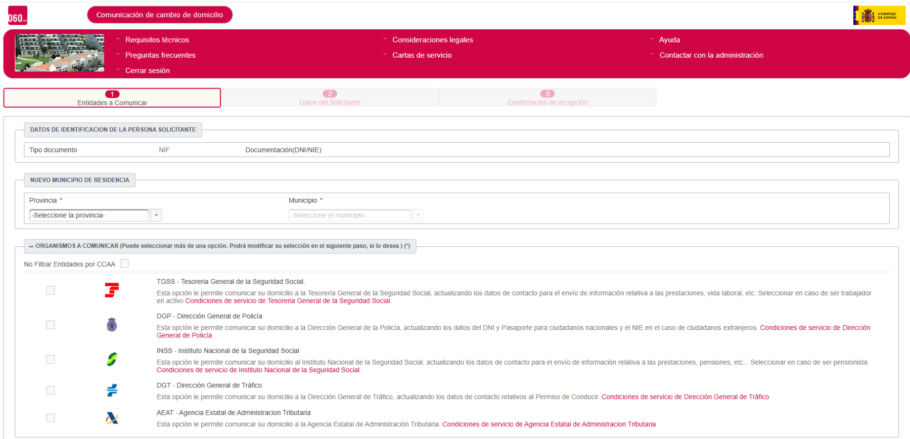 Revisar datos cambio domicilio